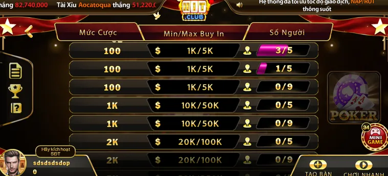 Trải Nghiệm Bàn Cược Poker Tại HitClub Đẳng Cấp Đỉnh Cao Cơ Hội Thắng Lớn